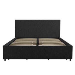 Novogratz Kelly Bed with Storage, Full, Dark Gray Linen