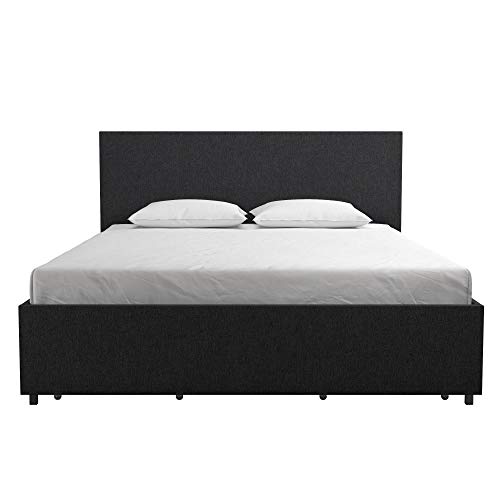 Novogratz Kelly Bed with Storage, Full, Dark Gray Linen