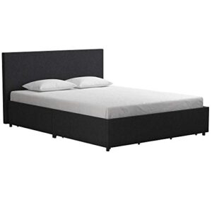 Novogratz Kelly Bed with Storage, Full, Dark Gray Linen