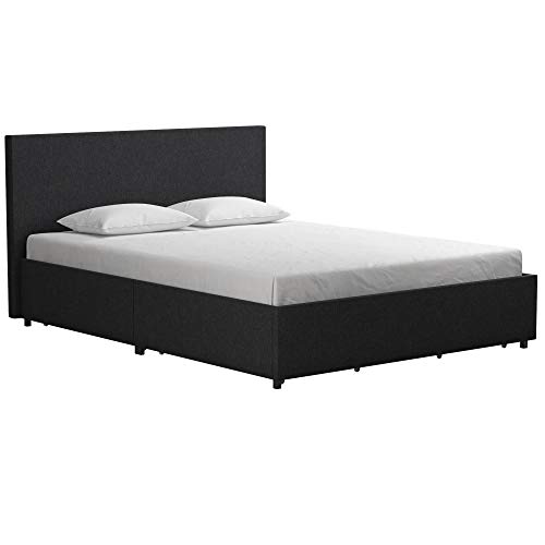 Novogratz Kelly Bed with Storage, Full, Dark Gray Linen