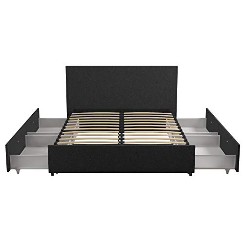 Novogratz Kelly Bed with Storage, Full, Dark Gray Linen