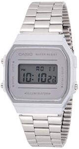casio a168wem-7 men's youth collection mirror dial alarm chronograph illuminator digital watch