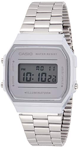 Casio A168WEM-7 Men's Youth Collection Mirror Dial Alarm Chronograph Illuminator Digital Watch