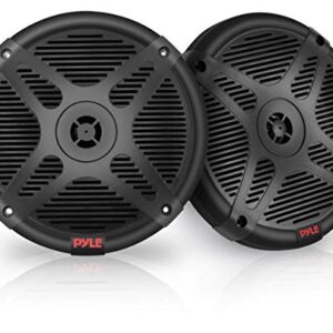 Pyle 6.5 Inch Dual Marine Speakers - Waterproof and Bluetooth Compatible 2-Way Coaxial Range Amplified Audio Stereo Sound System with Wireless RF Streaming and 600 Watt Power-1 Pair-PLMRF65MB (Black)