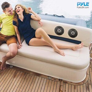 Pyle 6.5 Inch Dual Marine Speakers - Waterproof and Bluetooth Compatible 2-Way Coaxial Range Amplified Audio Stereo Sound System with Wireless RF Streaming and 600 Watt Power-1 Pair-PLMRF65MB (Black)