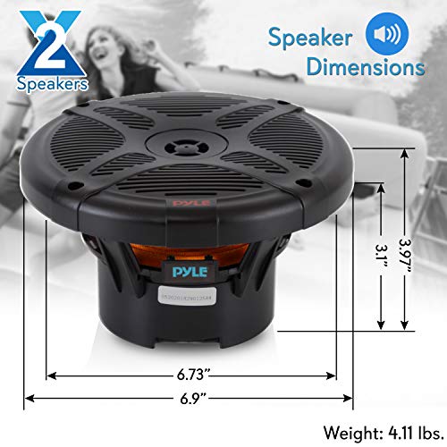 Pyle 6.5 Inch Dual Marine Speakers - Waterproof and Bluetooth Compatible 2-Way Coaxial Range Amplified Audio Stereo Sound System with Wireless RF Streaming and 600 Watt Power-1 Pair-PLMRF65MB (Black)