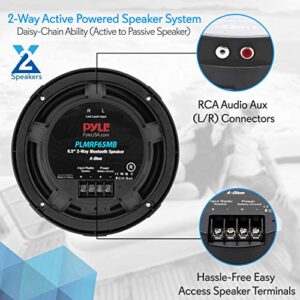 Pyle 6.5 Inch Dual Marine Speakers - Waterproof and Bluetooth Compatible 2-Way Coaxial Range Amplified Audio Stereo Sound System with Wireless RF Streaming and 600 Watt Power-1 Pair-PLMRF65MB (Black)