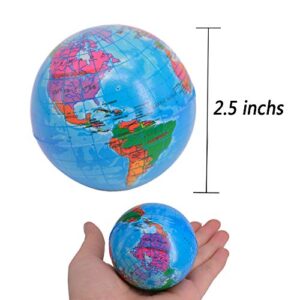 Wang-Data 24 Pack Squeezable World Stress Balls for Kids Mini Earth Ball - Pressure Relieving Health Balls Globe Pattern Balls , School, Classroom, Party Favors (2.5" Inches)