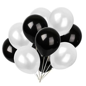 kadbaner white and black balloons 30-pack,12-inch latex balloons