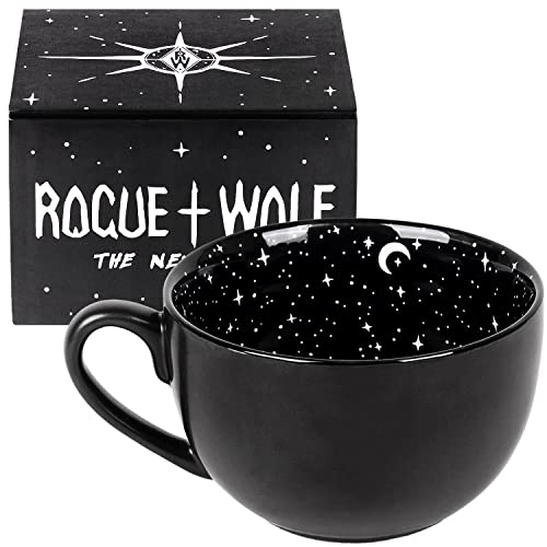 Rogue + Wolf Midnight Coffee Large Witch Mug in Gift Box Halloween Decor Spooky Gifts Ghost Fall Mugs for Men Women Goth Acotar Witchy Novelty Porcelain Tea Cup Gothic Witchcraft - 17.6oz 500ml