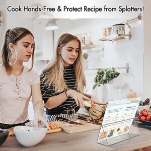 Srenta Durable Acrylic Cookbook Stand Transparent Easy Viewing iPad/Tablet Holder, Great for Cooking/Baking Without Making Your Cook Book Dirty.