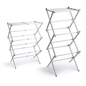 bino 3-tier collapsible drying racks | white | laundry foldable rack | air drying & hanging | foldable portable indoor & outdoor | space saving clothes dryer stand