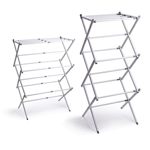 BINO 3-Tier Collapsible Drying Racks | White | Laundry Foldable Rack | Air Drying & Hanging | Foldable Portable Indoor & Outdoor | Space Saving Clothes Dryer Stand