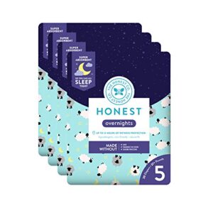 the honest company overnight diapers, sleepy sheep, size 5, 80 count, pack of 4