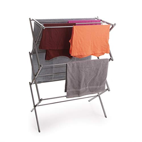 BINO | 3 Tier Foldable Drying Rack - Silver| Lightweight Steel Design, Easy Setup & Storage | Portable Steel Design | Laundry Drying Rack | Home Essential