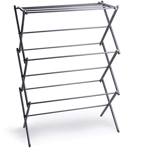 BINO | 3 Tier Foldable Drying Rack - Silver| Lightweight Steel Design, Easy Setup & Storage | Portable Steel Design | Laundry Drying Rack | Home Essential