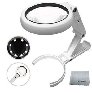 magnifying glass with 8 led lights, handsfree magnifier, [5x+11x] dual magnification lens, gentle & bright light settings- ideal for reading books, jewlery, coins, craft & hobbies…