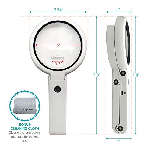 Magnifying Glass with 8 LED Lights, Handsfree Magnifier, [5X+11X] Dual Magnification Lens, Gentle & Bright Light Settings- Ideal for Reading Books, Jewlery, Coins, Craft & Hobbies…