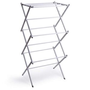 bino 3-tier collapsible drying racks | white | air drying & hanging | foldable portable indoor & outdoor | space saving clothes dryer stand | home dorm apartment essentials