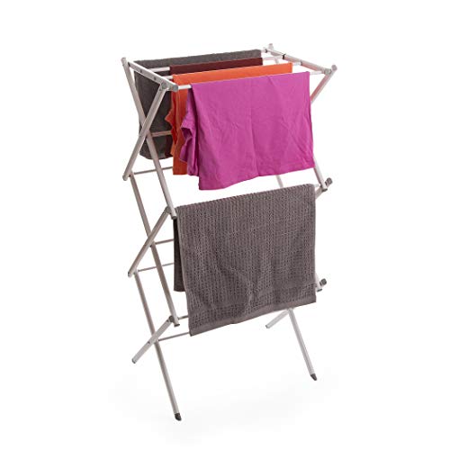 BINO 3-Tier Collapsible Drying Racks | White | Air Drying & Hanging | Foldable Portable Indoor & Outdoor | Space Saving Clothes Dryer Stand | Home Dorm Apartment Essentials