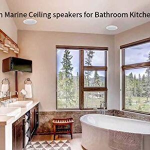 Herdio 4 Inches Waterproof Marine Bluetooth Ceiling Speakers for Bathroom Kitchen Home Outdoor Camper Golf Cart Boat with Flush Mount