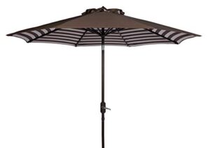 safavieh pat8007d collection athens brown and white inside out striped 9ft crank outdoor auto tilt umbrella