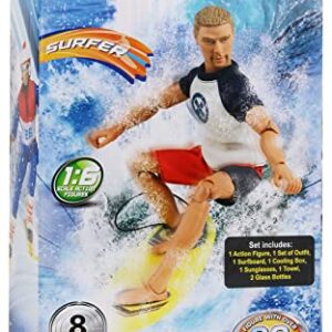 Click N' Play Sports & Adventure Surfer 12" Action Figure Play Set with Accessories,Brown/a