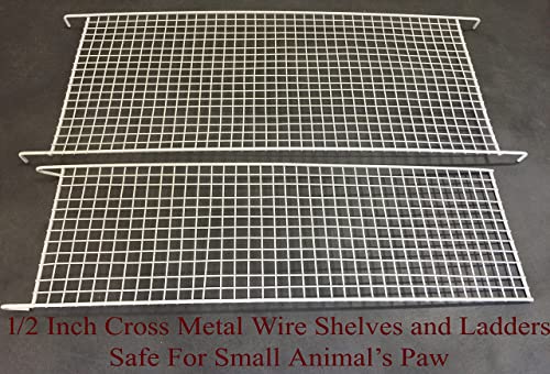 New Large 3 Levels Ferret Chinchilla Sugar Glider Rats Animal Cage, Narrow 3/8-Inch Bar Spacing (30" L x 18" W x 24" H White)