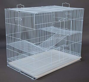 new large 3 levels ferret chinchilla sugar glider rats animal cage, narrow 3/8-inch bar spacing (30" l x 18" w x 24" h white)