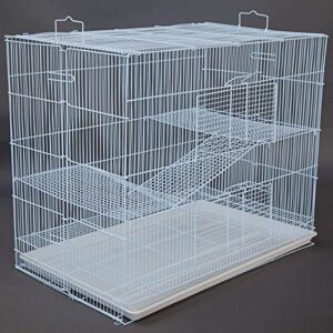New Large 3 Levels Ferret Chinchilla Sugar Glider Rats Animal Cage, Narrow 3/8-Inch Bar Spacing (30" L x 18" W x 24" H White)