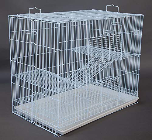 New Large 3 Levels Ferret Chinchilla Sugar Glider Rats Animal Cage, Narrow 3/8-Inch Bar Spacing (30" L x 18" W x 24" H White)