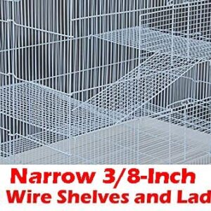 New Large 3 Levels Ferret Chinchilla Sugar Glider Rats Animal Cage, Narrow 3/8-Inch Bar Spacing (30" L x 18" W x 24" H White)