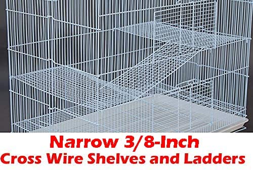 New Large 3 Levels Ferret Chinchilla Sugar Glider Rats Animal Cage, Narrow 3/8-Inch Bar Spacing (30" L x 18" W x 24" H White)