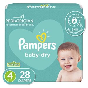 pampers cruisers baby dry diapers, size 4, 28 count (pack of 1)