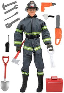 click n' play cnp30633 search & rescue firefighter 12"" action figure play set with accessories, 12 inches