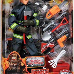 Click N' Play CNP30633 Search & Rescue Firefighter 12"" Action Figure Play Set with Accessories, 12 inches