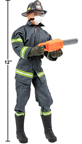 Click N' Play CNP30633 Search & Rescue Firefighter 12"" Action Figure Play Set with Accessories, 12 inches