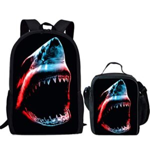 hugs idea children school backpack shark print boys bookbag and food storage lunch box for trave