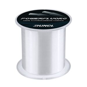 runcl powerfluoro fishing line, 100% fluorocarbon coated fishing line, hybrid line - virtually invisible, faster sinking, low stretch, extra sensitivity, abrasion resistance (300yds, 5lb(2.3kgs))