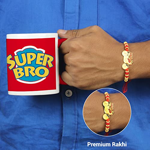 TIED RIBBONS Rakhi for Brother with Coffee Mug (10 Oz) Gift Set | Rakshabandhan Rakhi Bracelet for Brother |Rakhi Card | Roli Chawal Tika