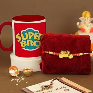 TIED RIBBONS Rakhi for Brother with Coffee Mug (10 Oz) Gift Set | Rakshabandhan Rakhi Bracelet for Brother |Rakhi Card | Roli Chawal Tika