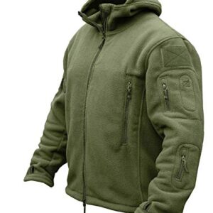 CRYSULLY Men's Tactical Front Zip Fleece Lining Hunting Mountaineering Jacket Windbreaker Coat Army Green