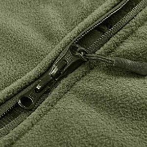 CRYSULLY Men's Tactical Front Zip Fleece Lining Hunting Mountaineering Jacket Windbreaker Coat Army Green