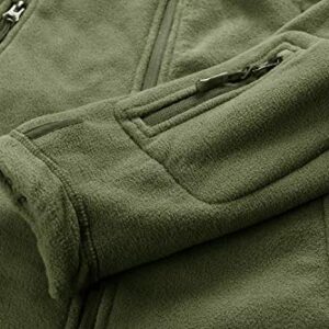 CRYSULLY Men's Tactical Front Zip Fleece Lining Hunting Mountaineering Jacket Windbreaker Coat Army Green