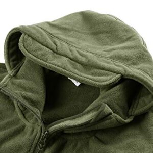 CRYSULLY Men's Tactical Front Zip Fleece Lining Hunting Mountaineering Jacket Windbreaker Coat Army Green