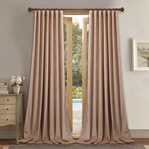 stangh beige blush curtains velvet - home decoration back tab design light blocking window curtains, sound lower privacy drapes for classroom/baby sleeping, w52 x l96, 2 pieces
