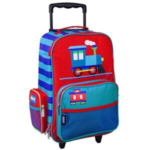 wildkin kids rolling suitcase for boys & girls, suitcase for kids measures 16 x 11.5 x 6 inches, kids luggage is carry-on size, perfect for school & overnight travel (trains, planes & trucks)