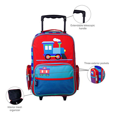 Wildkin Kids Rolling Suitcase for Boys & Girls, Suitcase for Kids Measures 16 x 11.5 x 6 Inches, Kids Luggage is Carry-On Size, Perfect for School & Overnight Travel (Trains, Planes & Trucks)