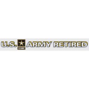 u.s. army retired with u.s. army star logo 13"x2.25" window strip
