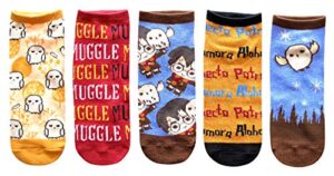 hyp harry potter hedwig muggle spells juniors/womens 5 pack ankle socks size 4-10